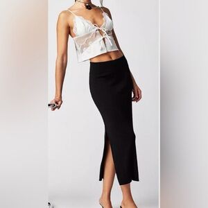 Free people golden hour midi skirt black